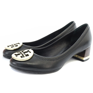 トリーバーチ TORY BURCH BASIC AMY PUMP MESTICO パンプス ロゴ レザー ローヒール 6M 23cm 黒 ブラック /SR5 レディース