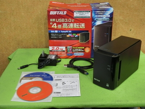 [A19563] BUFFALO HD-WLU3/R1 3.5 SATA 外付け 2ドライブ USB3.0 HDDケース(RAID対応) ▼現状品 ◎HDD認識してました