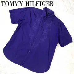 TOMMY HILFIGER 半袖シャツ ネイビーブルー L B5586