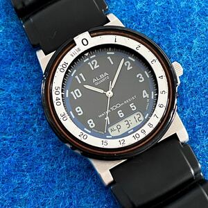 希少 ALBA ハイブリッドダイバー V001-0030 稼動品 アルバ ビンテージダイバー デジアナ 時計 SEIKO セイコー