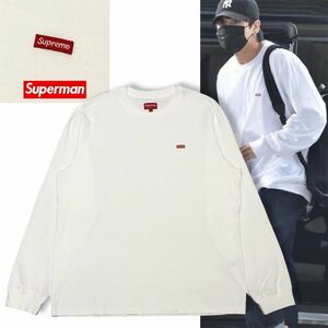 美品 正規品 Supreme シュプリーム Small Box Logo L/S Tee 長袖コットン スモール ボックスロゴ Tシャツ ロンT ホワイト L メンズ