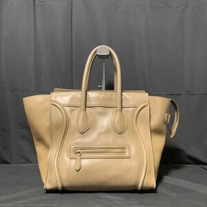 CELINE セリーヌ ラゲージ ミニショッパー レザー トートバッグ ハンドバッグ 大容量 ベージュ系 レディース バッグ