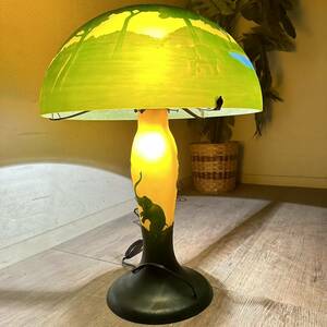 エミール　ガレ　特特大　2灯ランプ　高さ　55ｃｍ　傘　40ｃｍ◆　フロア照明　ナイトスタンド　素晴らしい逸品　FQ849