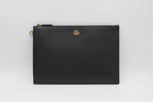 【美品】GUCCI グッチ クラッチバッグ 475317 GGマーモント レザー ポーチ ブラック メンズ z24-470 中古品 z_b