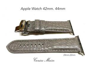 アップルウォッチ バンドapplewatch series7,6,SE,5,4,3,2,1 42mm44mm45mmクロコダイル（アダプター 22mmＤバックル 取付工具セット）S227