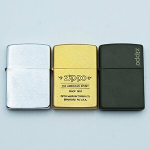 S03 Zippo ジッポー オイルライター 3点セット ゴールド/シルバー/カーキ 着火未確認