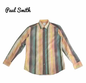 中古 ポールスミス PaulSmith 長袖 マルチカラー ストライプ柄 シャツ メンズ Lサイズ