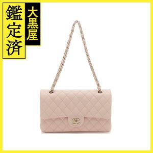 CHANEL　シャネル　マトラッセWフラップWチェーンショルダーバッグ　ピンク 　GP 　キャビア　A01112【431】2120000279713