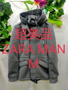 超美品 ZARA MAN モッズコート M ポンチ素材 グレー