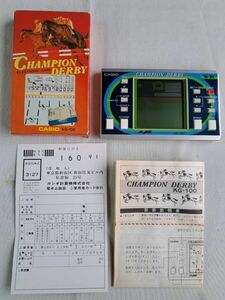 美品 レトロゲーム CASIO カシオ　チャンピオンダービー CHAMPION DERBY KG-100　取説 箱付 通電確認済 動作品 レア ゲームウォッチ