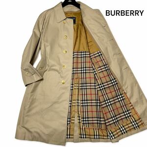 美麗品◎170サイズ!!バーバリー【圧巻の美シルエット】BURBERRY ノバチェック ステンカラーコート ライナー付き ベージュ 春夏◎メンズ