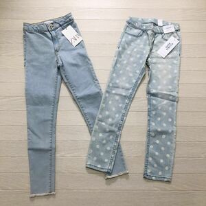 ZARA ザラ H&M エイチアンドエム キッズ 女の子 デニムパンツ ジーンズ ストレッチ 2枚セット サイズ130 新品未使用タグ付き