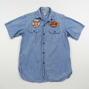 リアルマッコイズ 8HOUR UNION 半袖 シャンブレー ワークシャツ size 16 #18566 THE REAL McCOYS 旧マッコイ ジョーマッコイ 8HU ワッペン