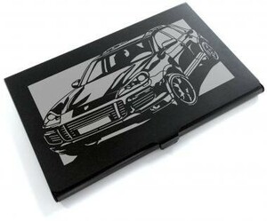 ブラックアルマイト「ポルシェ(Porsche) カイエン ターボ 」切り絵デザインのカードケース[CC-013]