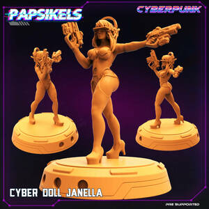 Papsikels CYBERDOLL JANELA 3Dプリント D＆D メタルミニチュア メタルフィギュア TRPG スターグレイブ サイバーパンク