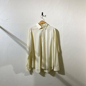 vintage euro yellow stripe dress shirt ヨーロッパ古着 ビンテージ 長袖シャツ ドレスシャツ ストライプシャツ イタリア製 70s 80s