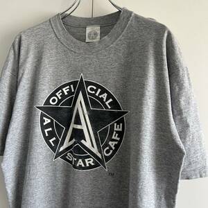 90s ALL STAR CAFE オールスターカフェ USA製 ロゴプリントTシャツ L 袖裾ダブル グレー 企業もの 古着 ヴィンテージ