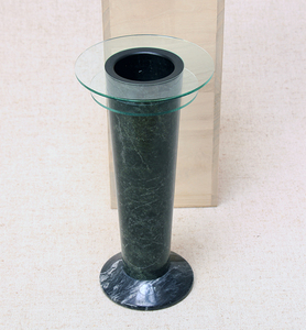 1136/華道具・MILANO ミラノ・石製 一部アクリル・デザイン花瓶 花器・秀作 美品 木箱