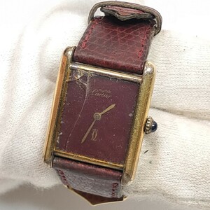 Cartier カルティエ アナログ腕時計 SV925 スイス製 swiss 6 120860 ARGENT PLAQUE OR G 20M レディース 型押しベルト