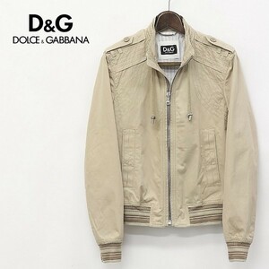 ◆D&G/ドルチェ＆ガッバーナ エポーレット リブニット切替 コットン ジップアップ ブルゾン ジャケット ベージュ 44