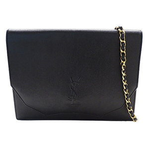 イヴ・サンローラン バッグ レディース ブランド ショルダーバッグ クラッチバッグ チェーン レザー YSL ブラック ゴールド金具