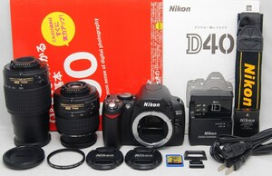 ●美品●初心者入門フルセット● Nikon ニコン D40 Wレンズセット AF-S 18-55 55-200●すぐに撮影OK●女性ならではの丁寧な対応で安心●D70