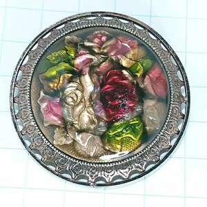 送料無料)ビンテージ☆七宝焼き 薔薇モチーフ☆アンティーク ブローチ A22975