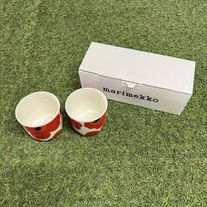 GX1726 MARIMEKKO マリメッコ UNIKKO ウニッコ 067849-001 ラテマグカップ 2個セット食器 ホワイト.レッド 未使用 保管品 コップ