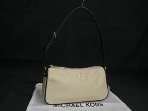 1円 ■極美品■ MICHAEL KORS マイケルコース ナイロンキャンバス×レザー ワンショルダーバッグ 肩掛け レディース ベージュ系 FA6179