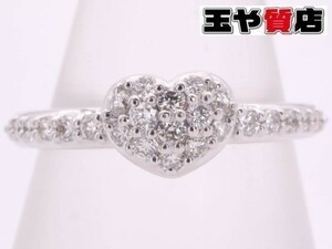 ポンテヴェキオ 美品 ダイヤ0.25ct ハート リング 9号 K18WG ホワイトゴールド