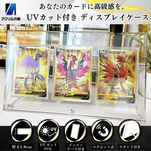 アクリル本舗 3連 スクリューダウン UVカット マグネットローダー スタンド付き ディスプレイケース トレカ カード 遊戯王 ポケモン ポケカ