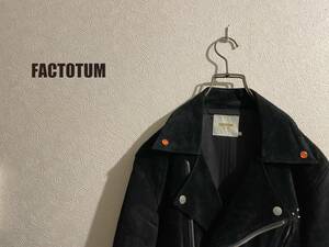 ◯ FACTOTUM スタッズ ダブル ライダース ジャケット / ファクトタム カウハイド スウェード レザー ストーン ブラック 36 Mens #Sirchive