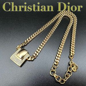 ★極美品★ Christian Dior ゴールド ネックレス ラインストーン 喜平 28