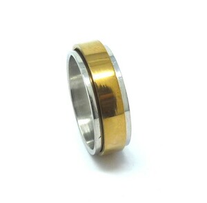 ★特価♪　Ｆ15　22号　ステンレスリング　指輪　ゴールドカラー　くるくる回る指輪