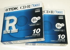 TDK　　CD-R80TFX10PS　CD-R　40倍速　データ用 700MB デスクトップケース10枚入り　日本製 　 2個セット 　未使用