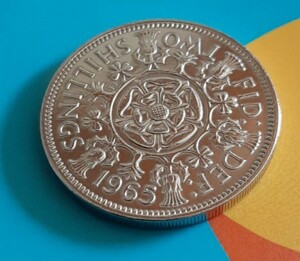 イギリス 1965年 2シリング フロリン 英国エリザベス女王コイン 美品です 本物 直径28.5mm