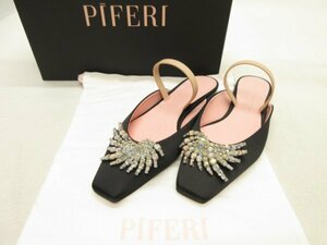 ピフェリ PIFERI★参考定価￥94920(税込)★ ビジュー付　サテン　ミュール　サンダル★サイズ38(24.5cm位)