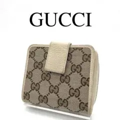 GUCCI グッチ 折り財布 GGキャンバス GG柄 レザー 保存袋付き