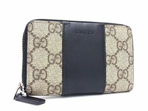 1円 ■美品■ GUCCI グッチ 451242 GG柄 PVC×レザー ラウンドファスナー カードケース カード入れ 名刺入れ ブラウン系 FA5864