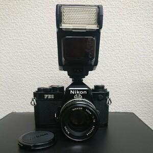 【Nikon】動作品 ニコン カメラ 一眼レフ FE2 ブラック レンズ NIKKOR 50mm 1:14 SPEEDLIGHT SB-22