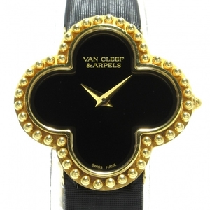 VanCleef & Arpels(VCA/ヴァンクリ) 腕時計 ヴィンテージ アルハンブラ VCARD21900 レディース K18YG/オニキス文字盤/サテンベルト 黒