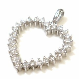 J◇Pt900【新品仕上済】ダイヤモンド 0.7ct ハート ペンダントトップ プラチナ ダイヤ Diamond Platinum pendent charm【ネコポスOK】