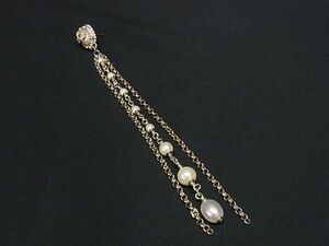 1円■美品■ CHANEL シャネル ココマーク 18A ラインストーン パール 片耳のみ ピアス アクセサリー シルバー系×ゴールド系 AV5565