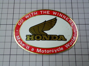 正規品 HONDA GO WITH THE WINNERS Make it a Motorcycle World ステッカー 当時物 です(105×75mm) ビンテージ ホンダ
