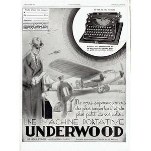 フレンチヴィンテージ広告 / タイプライター（UNDERWOOD） 1929年 0266