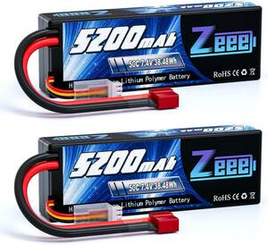 ゼエエ（Zeee） 7.4V 5200mAh リポバッテリー 大容量リチウムポリマーバッテリー 50C 2S ハードシェル接続Tプ