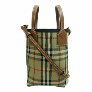 BURBERRY バーバリー トートバッグ ミニ ロンドン トートバッグ ブラウン系 キャンバス コットンキャンバス レディース