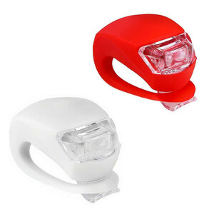 B013 シリコン LEDライト 2個 白と赤セット自転車 カバン 傘 ランドセル わんちゃんの首輪 にも取り付け可能 軽量 アイデア次第 white red