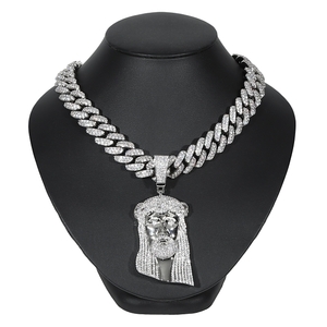 マイアミキューバンチェーン＆ジーザスヘッドペンダントセット １８ｍｍ極太ネックレス Miami Cuban Chain Jesus head pendant
