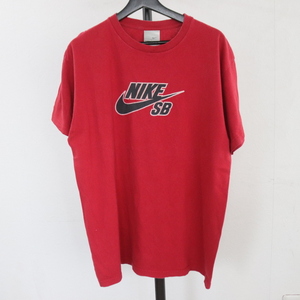 F434 2000年代製 NIKE プリント 半袖Tシャツ■00s 表記Lサイズ レッド トップス ナイキ 古着 アメカジ ストリート ロゴ SB 卸 90s